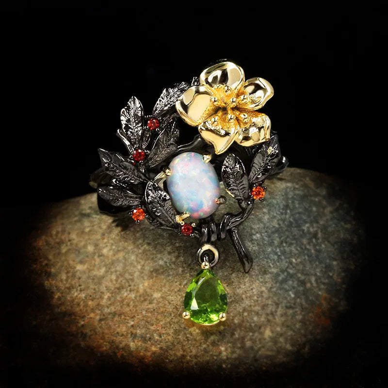Nightfall Jewels Enchanted Bloom Opal Statement Ring