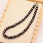 11-13mm Large Purple Freshwater Pearl necklace 100% handmade 19.7inch long flat freshwater pearl necklace with unique round button, ideal gift with gift box [XL-2502Brown-01]