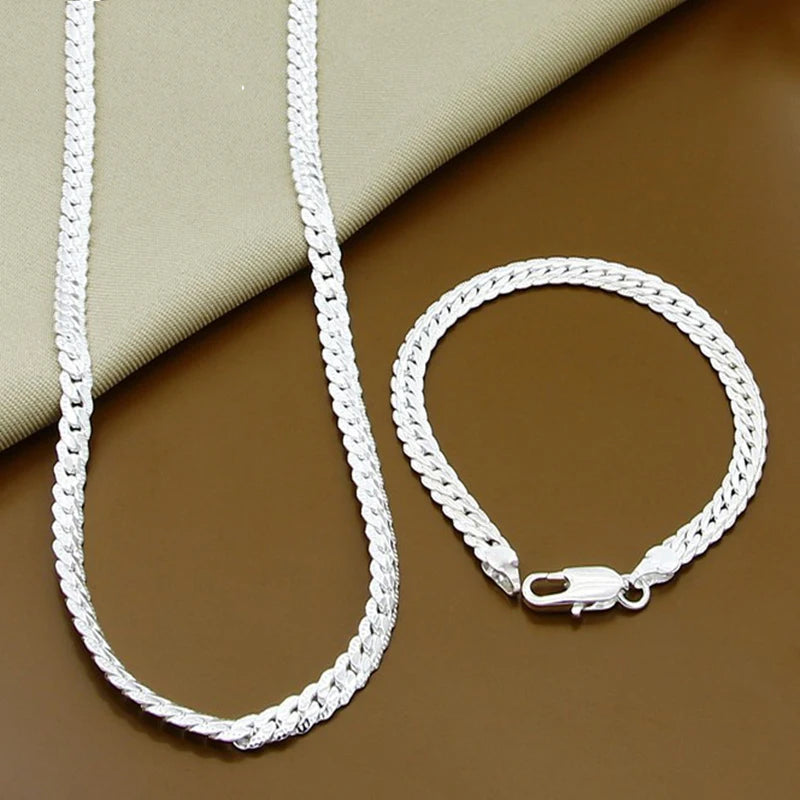 6 mm Sideway chain in 925 silver or 18K gold finish