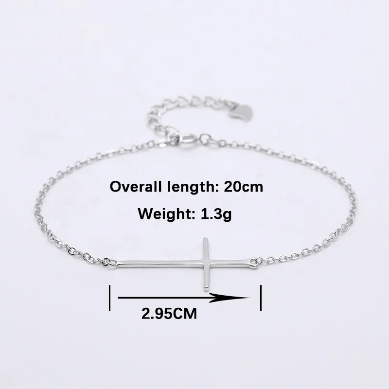 Sideways Sterling silver cross bracelet-warranteed