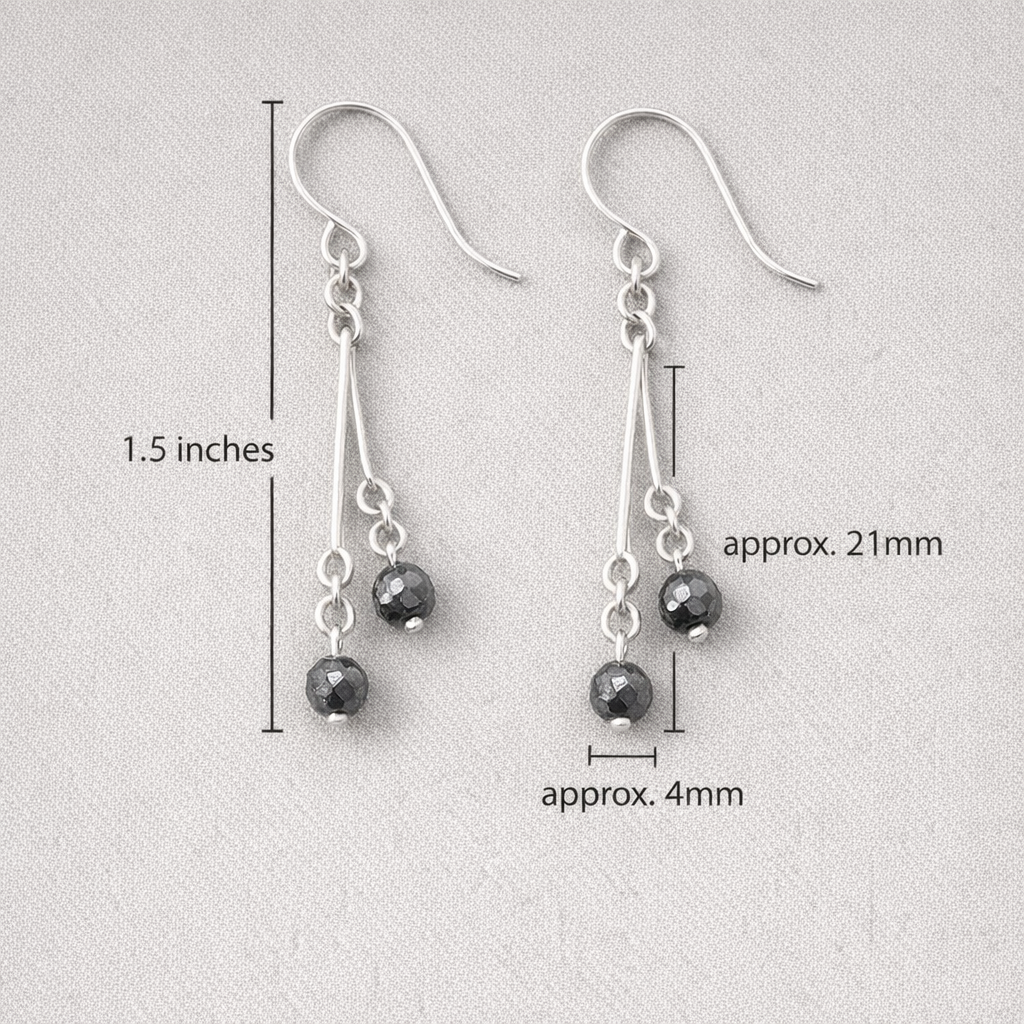 Handcrafted Sterling Silver Earrings with Authentic Black Diamond Stones