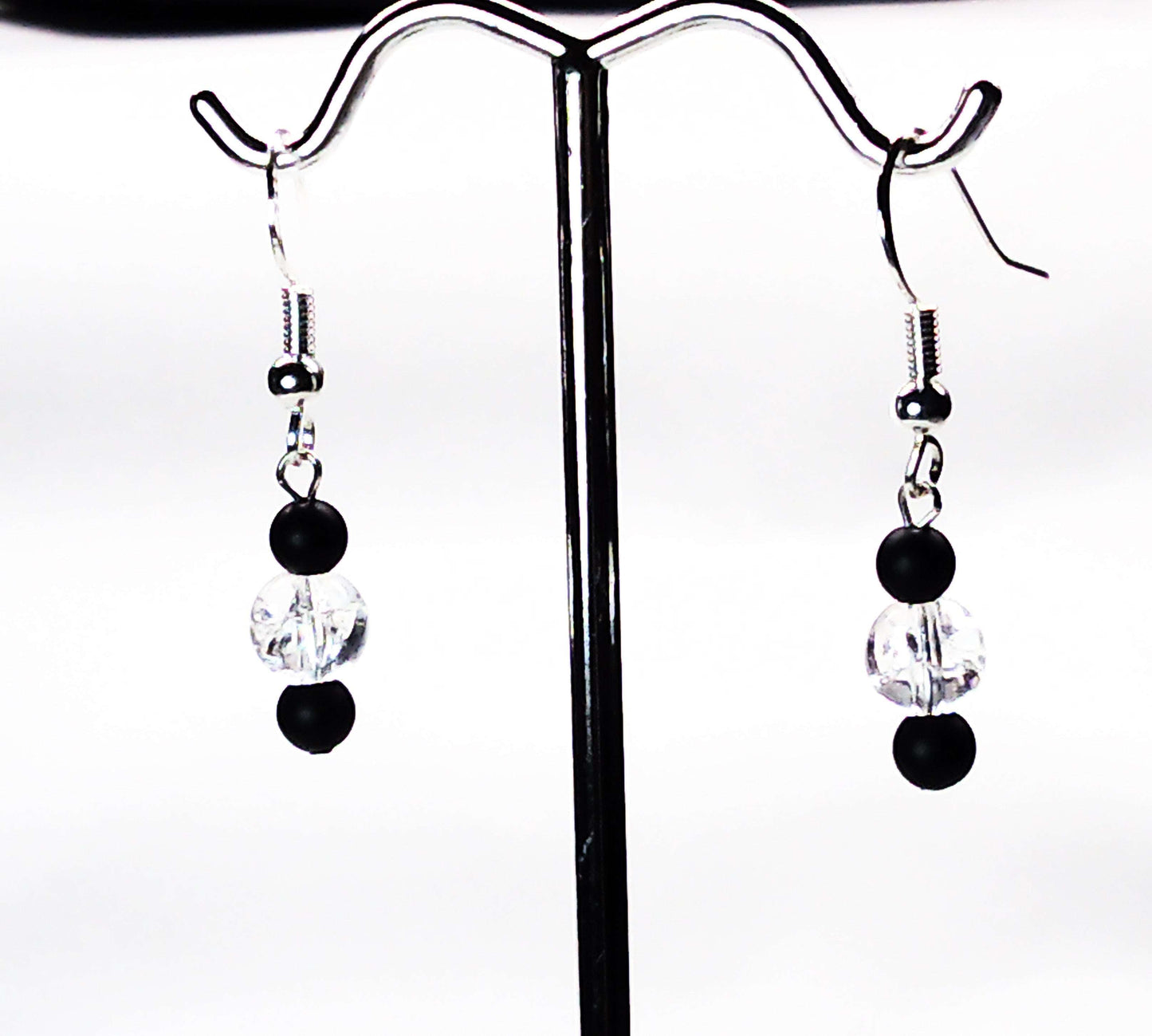 Matt Onyx-crackle glass earrings USA - Providence silver gold jewelry usa