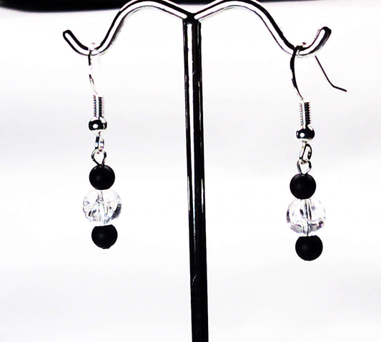 Matt Onyx-crackle glass earrings USA - Providence silver gold jewelry usa