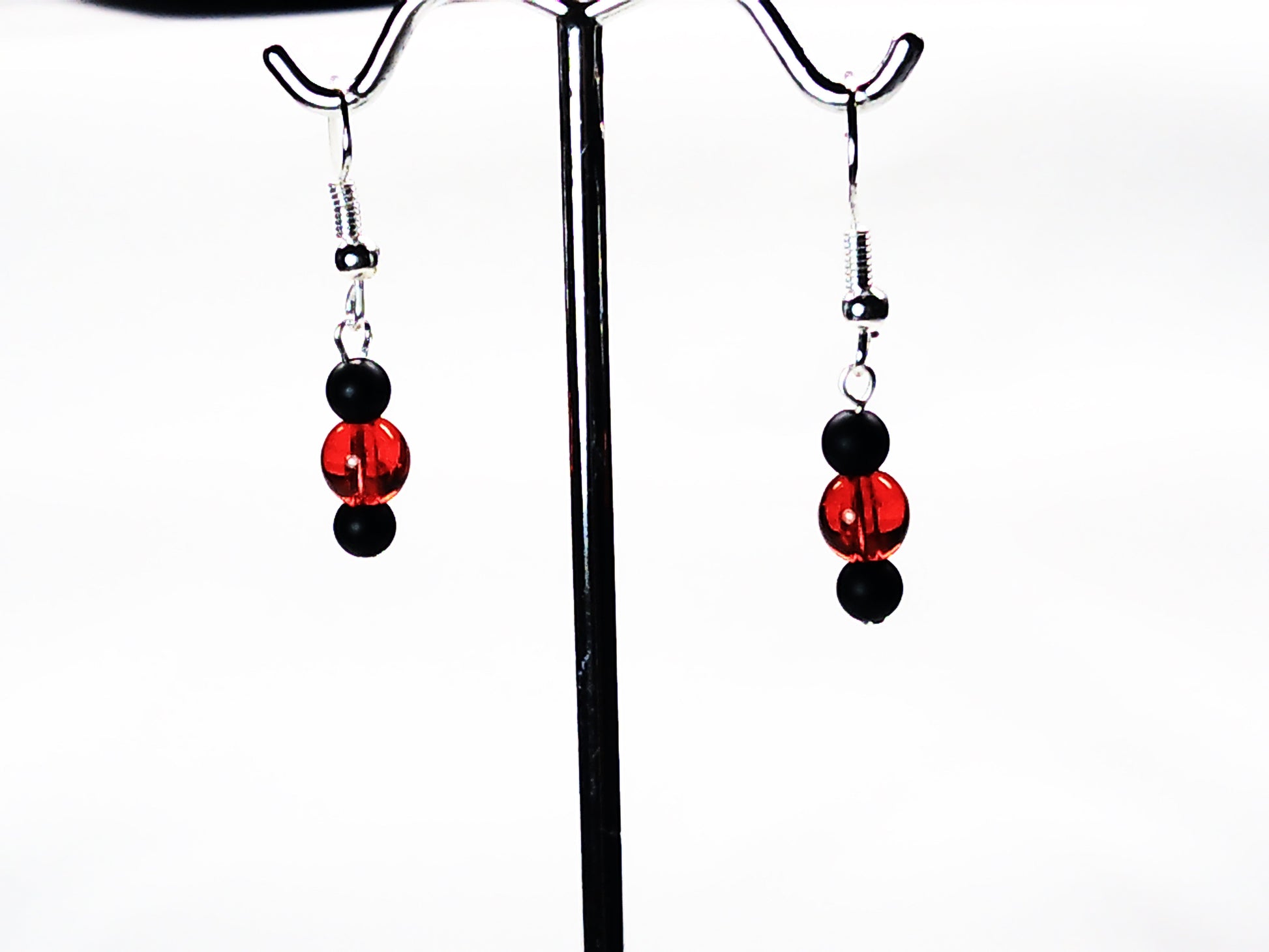 Matt Onyx-crackle glass earrings USA - Providence silver gold jewelry usa