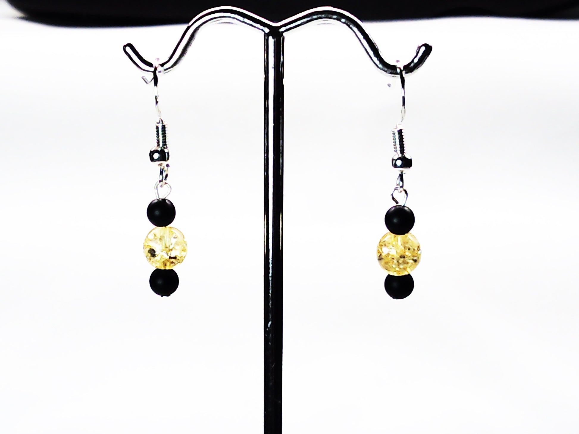 Matt Onyx-crackle glass earrings USA - Providence silver gold jewelry usa