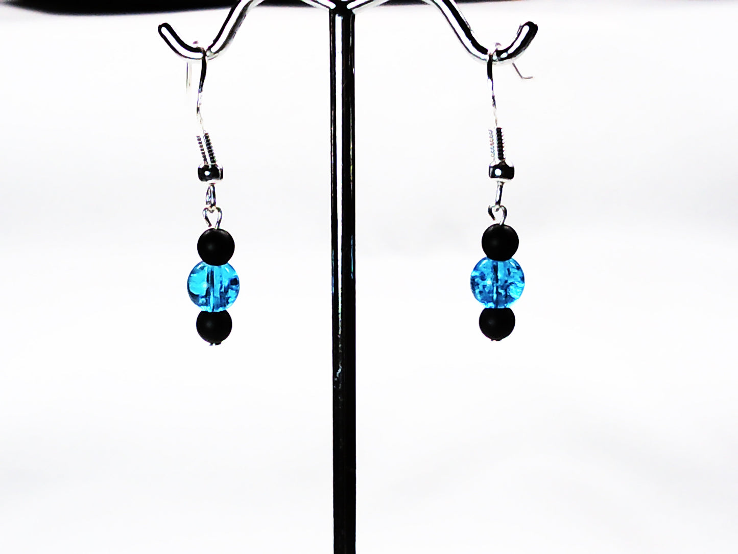 Matt Onyx-crackle glass earrings USA - Providence silver gold jewelry usa