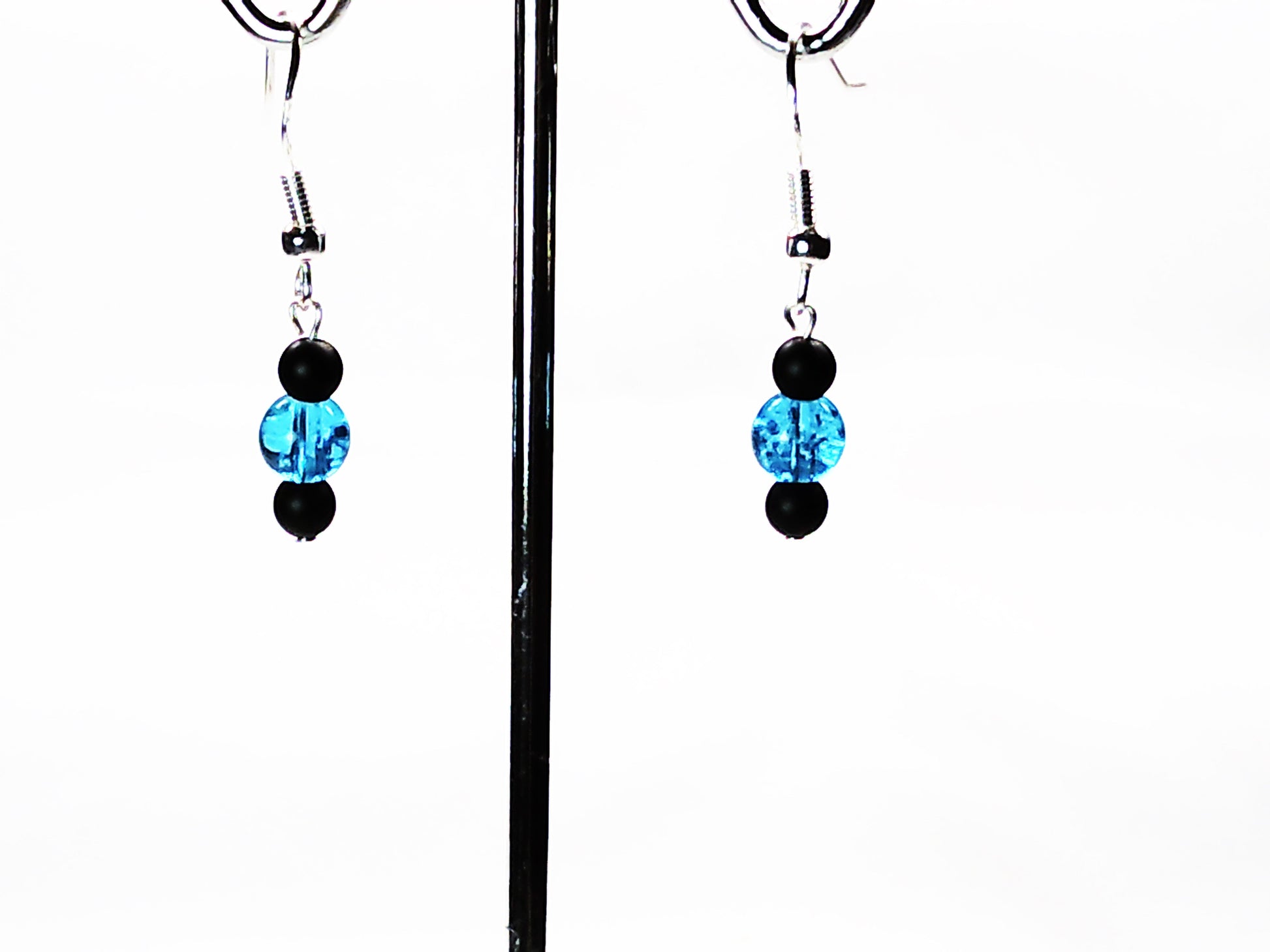 Matt Onyx-crackle glass earrings USA - Providence silver gold jewelry usa