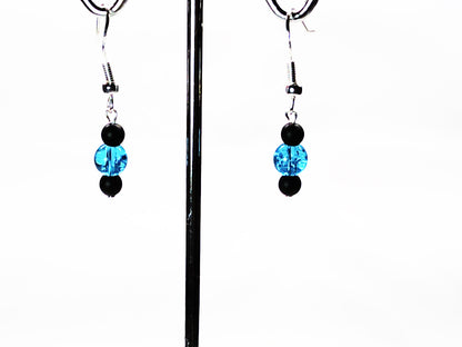 Matt Onyx-crackle glass earrings USA - Providence silver gold jewelry usa