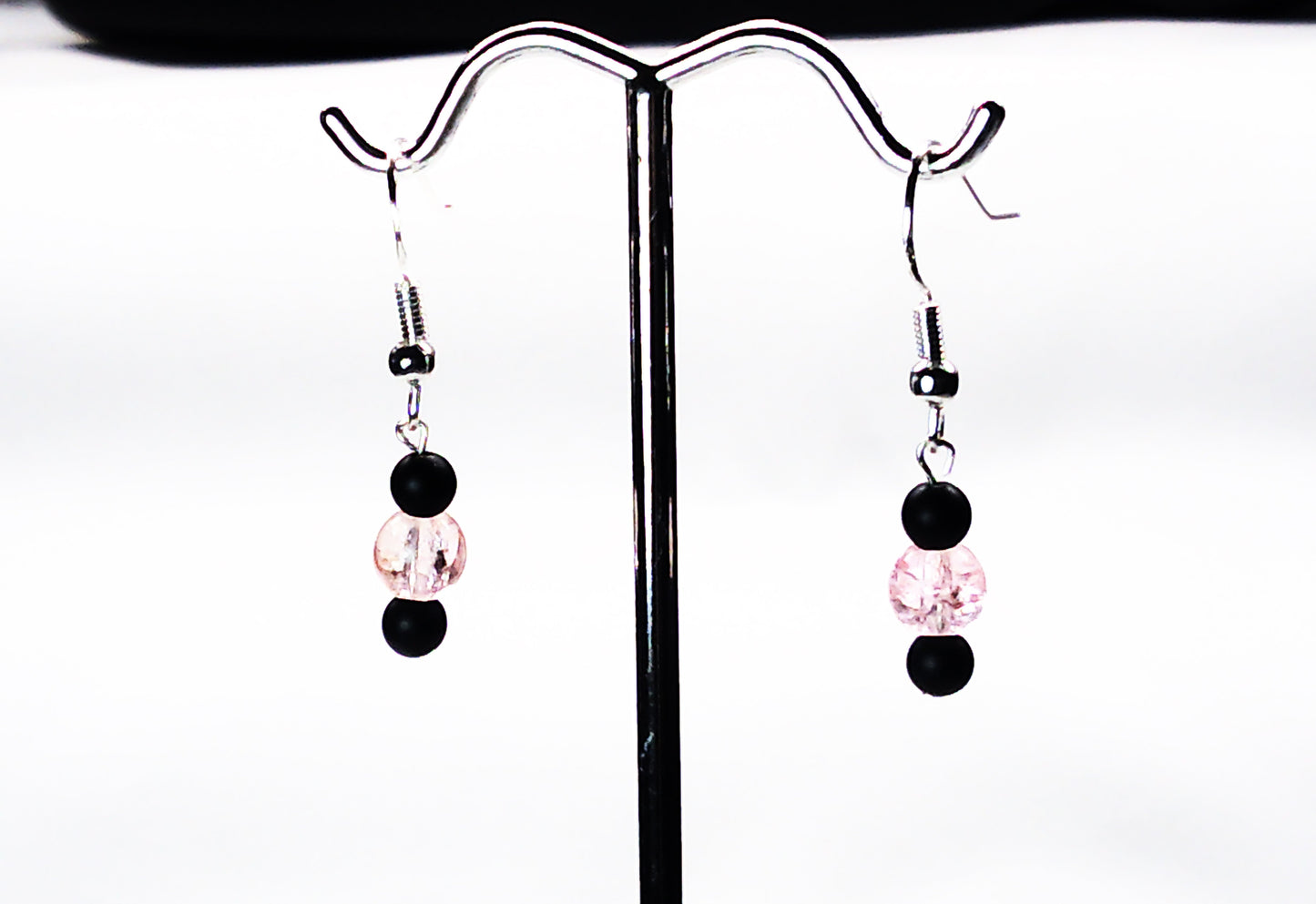 Matt Onyx-crackle glass earrings USA - Providence silver gold jewelry usa