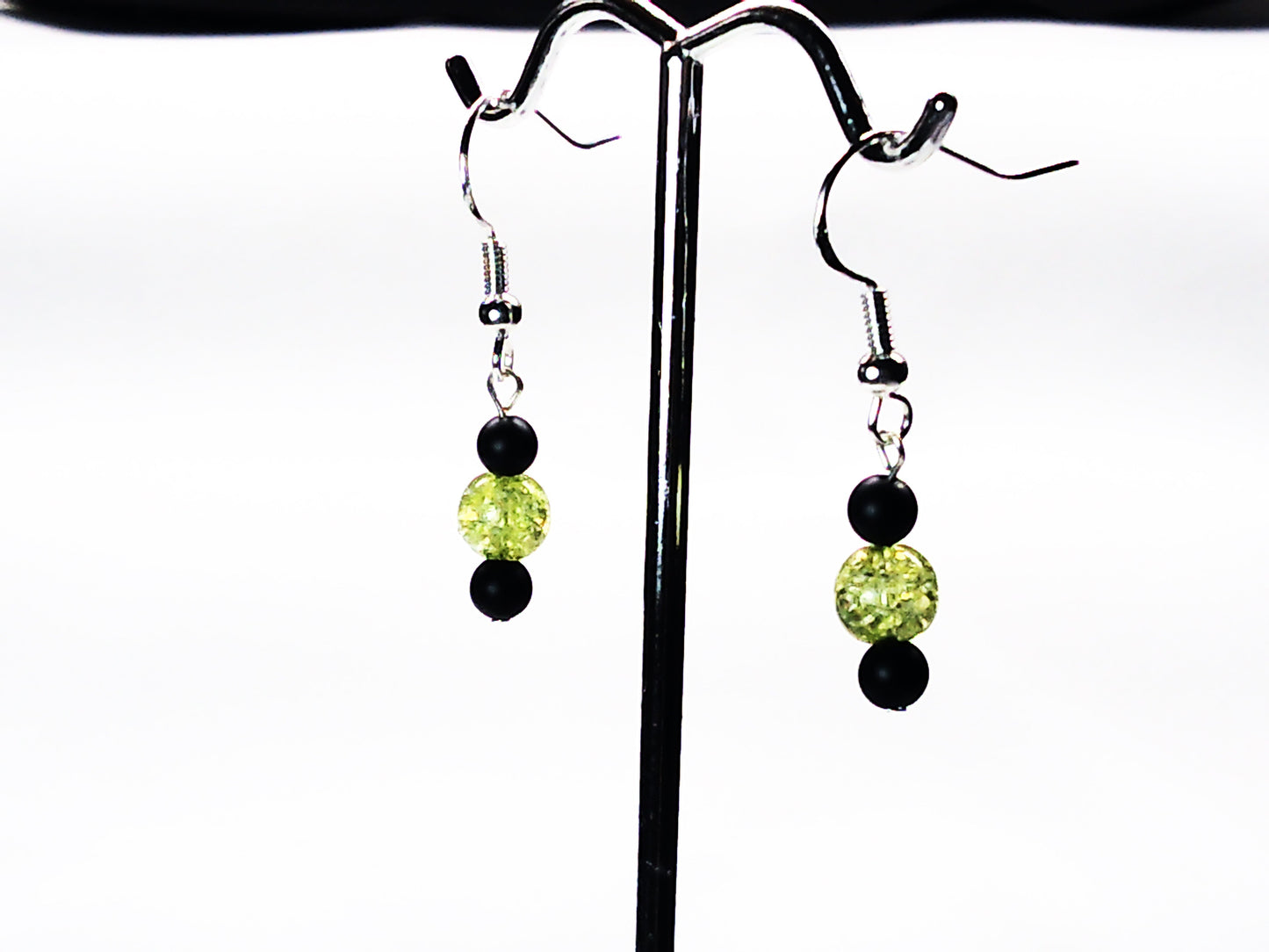 Matt Onyx-crackle glass earrings USA - Providence silver gold jewelry usa