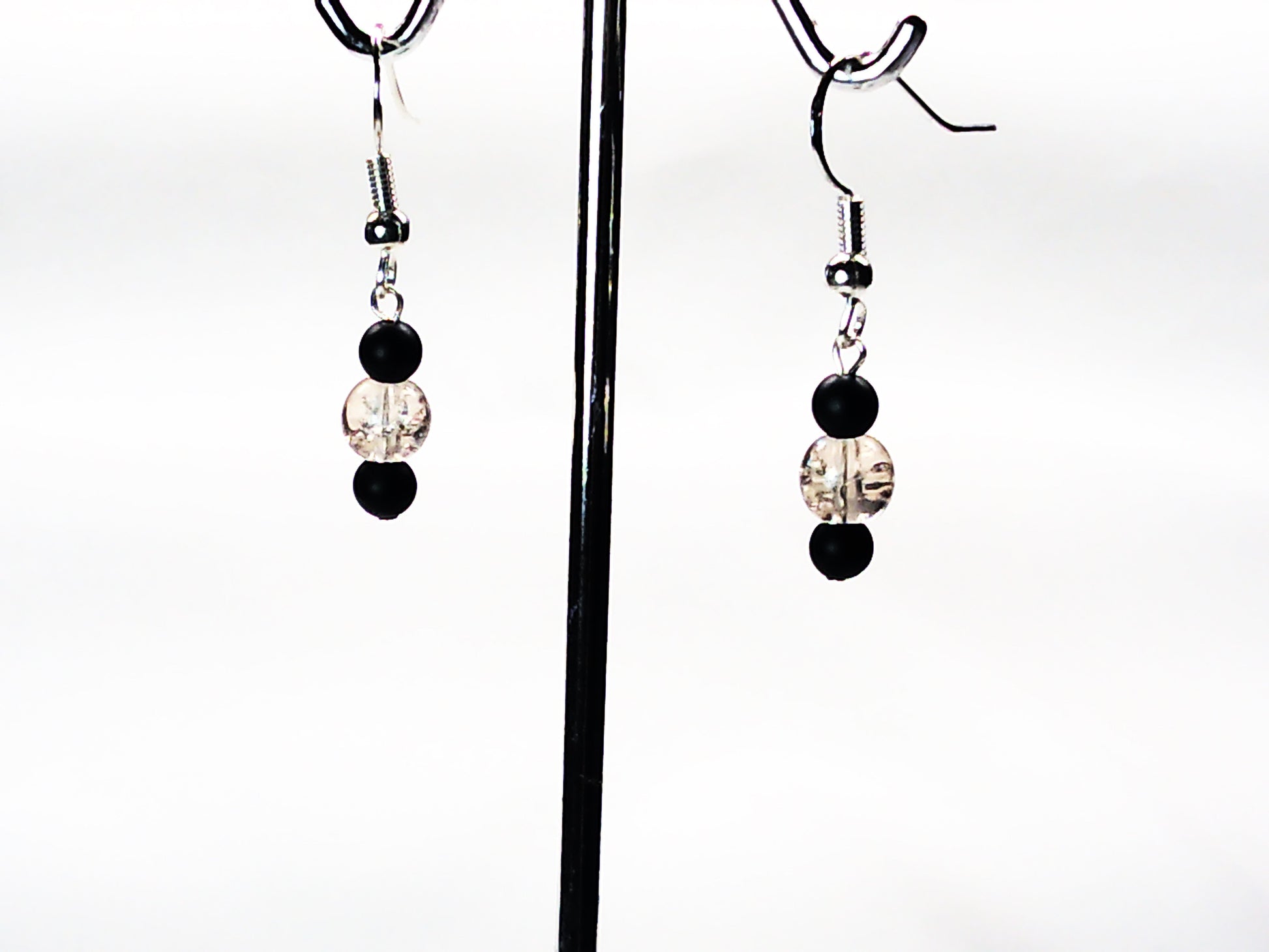 Matt Onyx-crackle glass earrings USA - Providence silver gold jewelry usa