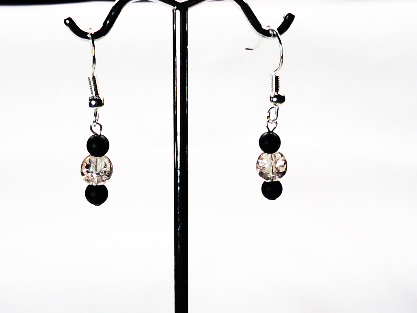 Matt Onyx-crackle glass earrings USA - Providence silver gold jewelry usa