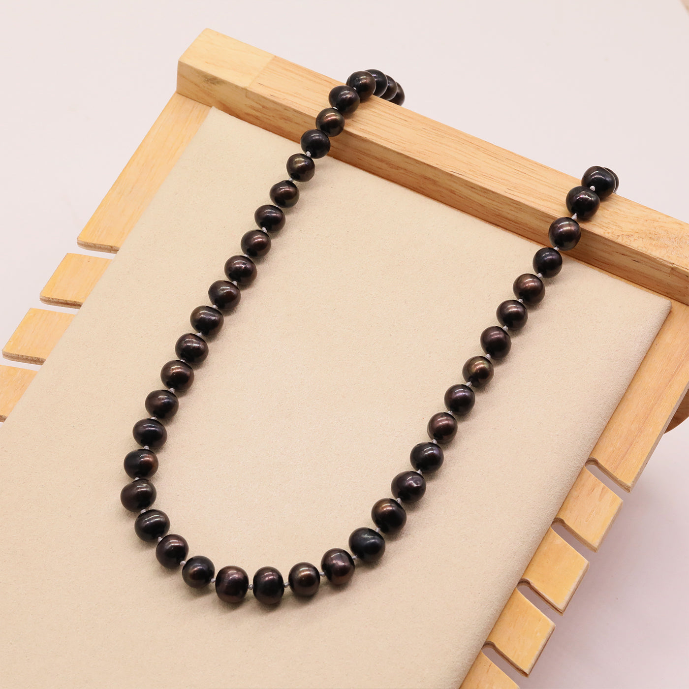 Exquisite 100% handmade Fresh Water Pearl Necklace 8-9mm black brown fresh water pearl with delicate buttons, unique Valentine's Day gift, with gift box, suitable for everyday, party fresh water pearl necklace for men and women[XL-2501Golden-03]