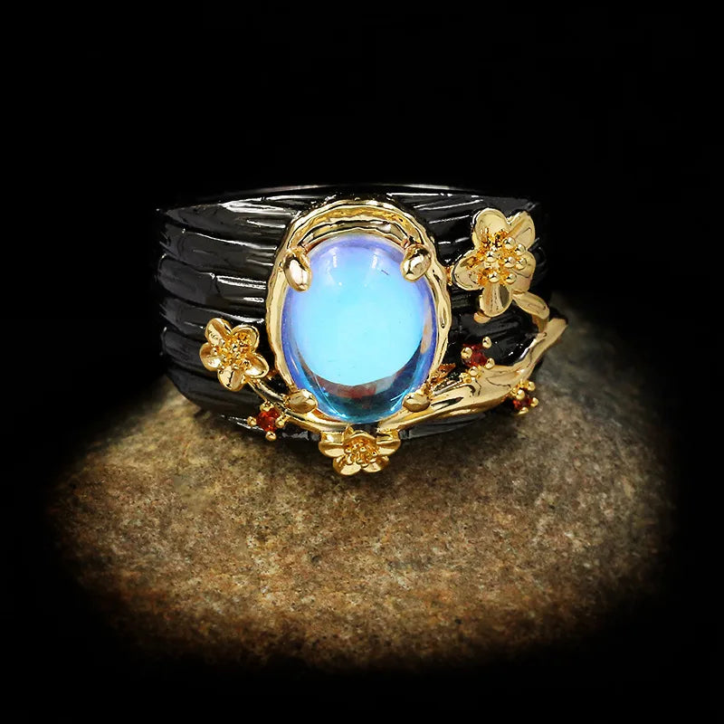 Nightfall Jewell Ring – Black & Gold Statement Ring