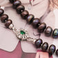 11-13mm Large Purple Freshwater Pearl necklace 100% handmade 19.7inch long flat freshwater pearl necklace with unique round button, ideal gift with gift box [XL-2502Brown-01]
