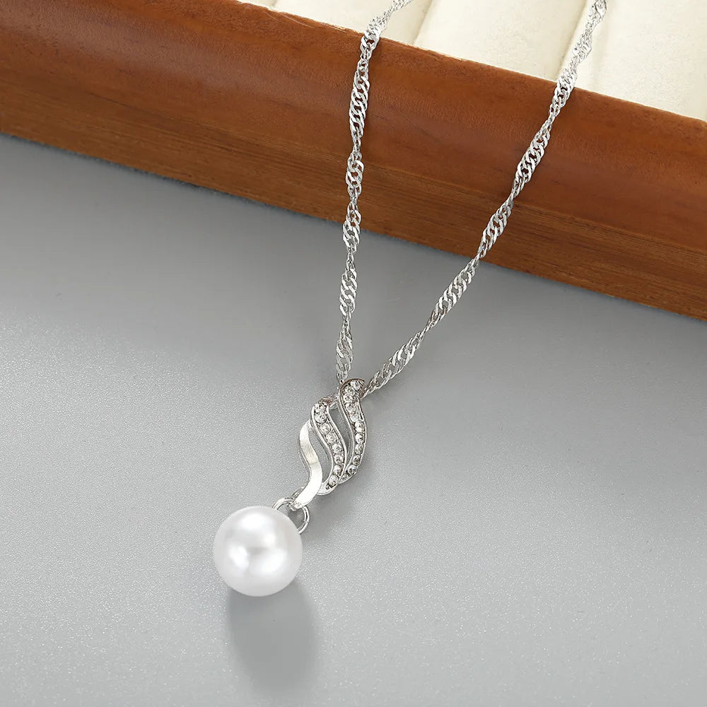 Wholesale Pearl & Rhinestone Necklace Earring Set | Elegant Gift
