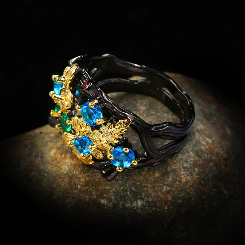 Midnight Bloom Statement Ring