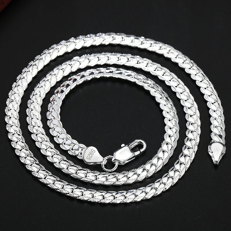 6 mm Sideway chain in 925 silver or 18K gold finish