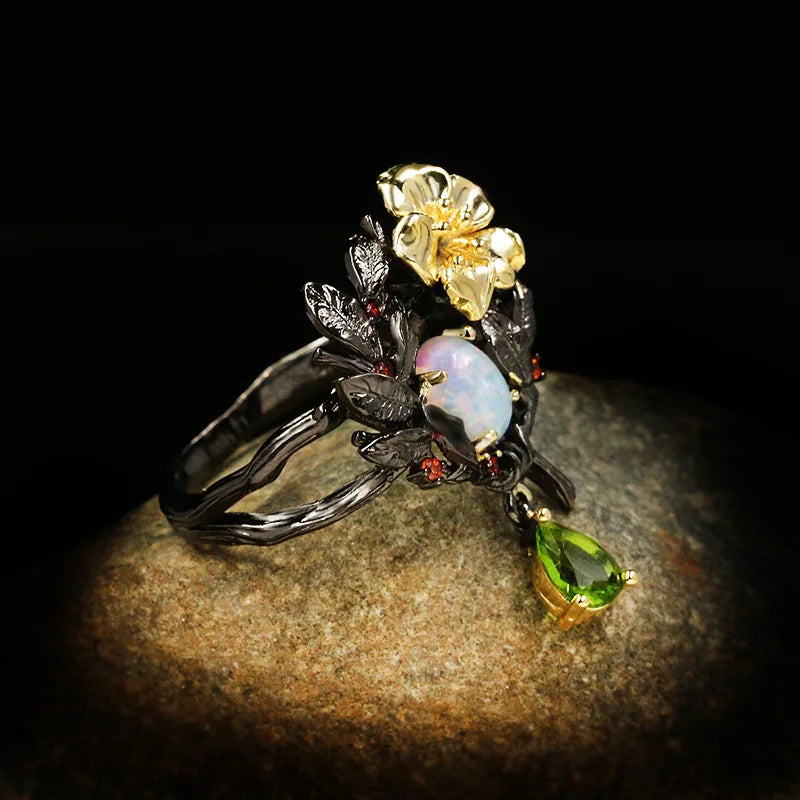 Nightfall Jewels Enchanted Bloom Opal Statement Ring