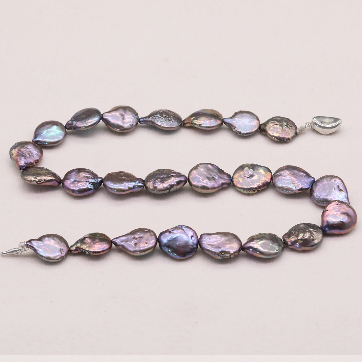 17.1 inch Freshwater Pearl Necklace, Elegant Handmade Baroque 925 Sterling Silver Plated Luxury Strand for Daily Wear, Weddings, Parties, Gifts - All Seasons Chic Jewelry with Gift Box[NK-XL2501-Purple-01]