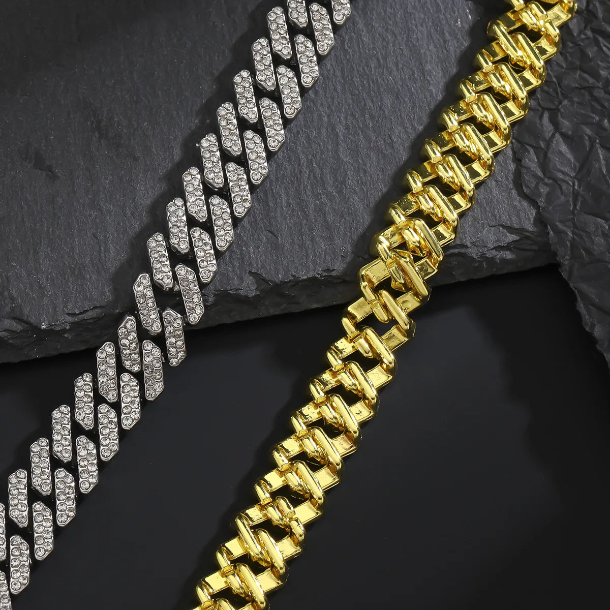Wholesale 12mm Iced Cuban Link Chain Shiny Diamond necklaces and bracelets
