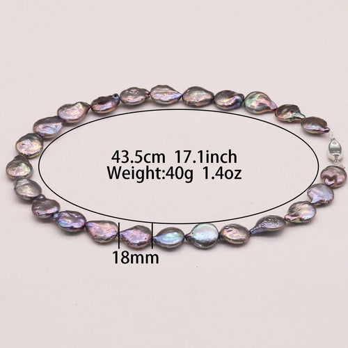 17.1 inch Freshwater Pearl Necklace, Elegant Handmade Baroque 925 Sterling Silver Plated Luxury Strand for Daily Wear, Weddings, Parties, Gifts - All Seasons Chic Jewelry with Gift Box