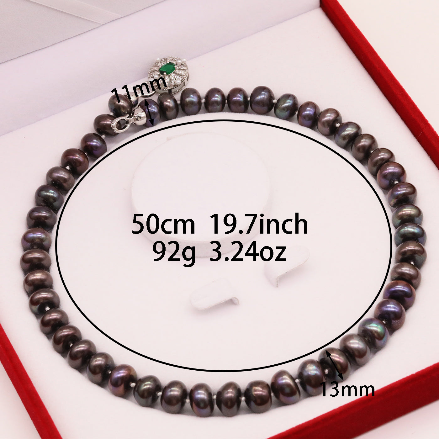 11-13mm Large Purple Freshwater Pearl necklace 100% handmade 19.7inch long flat freshwater pearl necklace with unique round button, ideal gift with gift box [XL-2502Brown-01]
