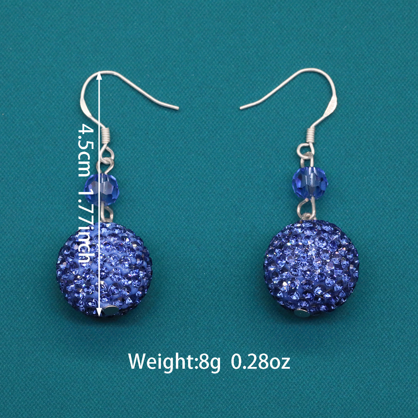 Elegant 925 Sterling Silvery Ball Dangle Earrings with Sparkling Rhinestones - Perfect for Weddings, Parties & Everyday Glam[NK-EH2501Blue-01]