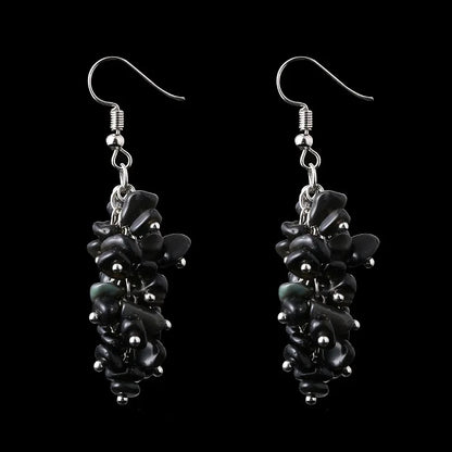 Handcrafted genuine stone dangle light weight grape style dangle earrings