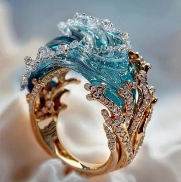 Exciting Wave pendant-ring-earring fashion jewelry set