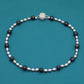 100% handmade 17.7inch long Freshwater Pearl Necklace Fashion design Men's and women's Freshwater Pearl necklace suitable for everyday, wedding, birthday party and anniversary【NK-XL2501Black-01】