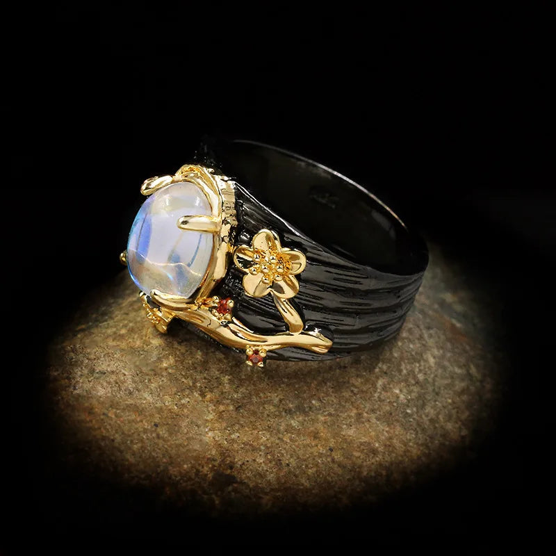 Nightfall Jewell Ring – Black & Gold Statement Ring