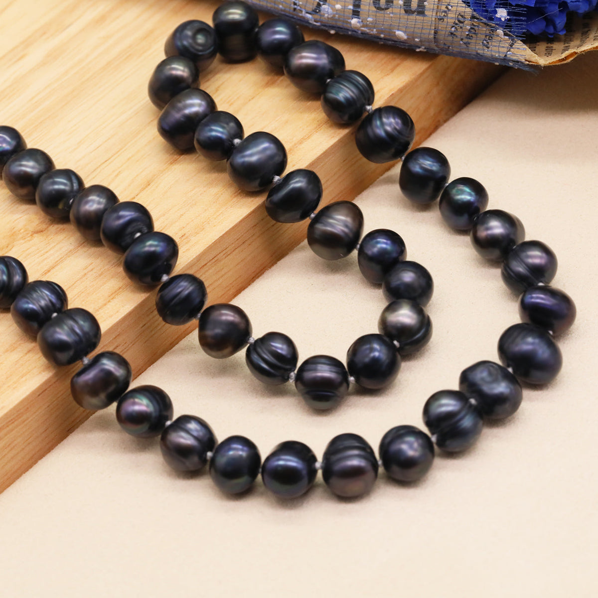 Handmade Freshwater Pearl Necklace Vintage Design Style, Suitable for Daily Wear, Special Occasions, Christmas, Mother'S Day, Thanksgiving, Valentine'S Day, Universal Accessories for All Seasons【NK-XL2501Black-02】