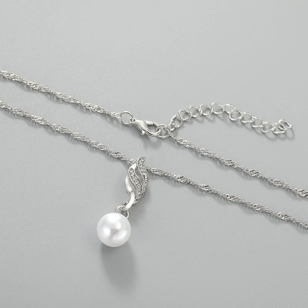 Wholesale Pearl & Rhinestone Necklace Earring Set | Elegant Gift