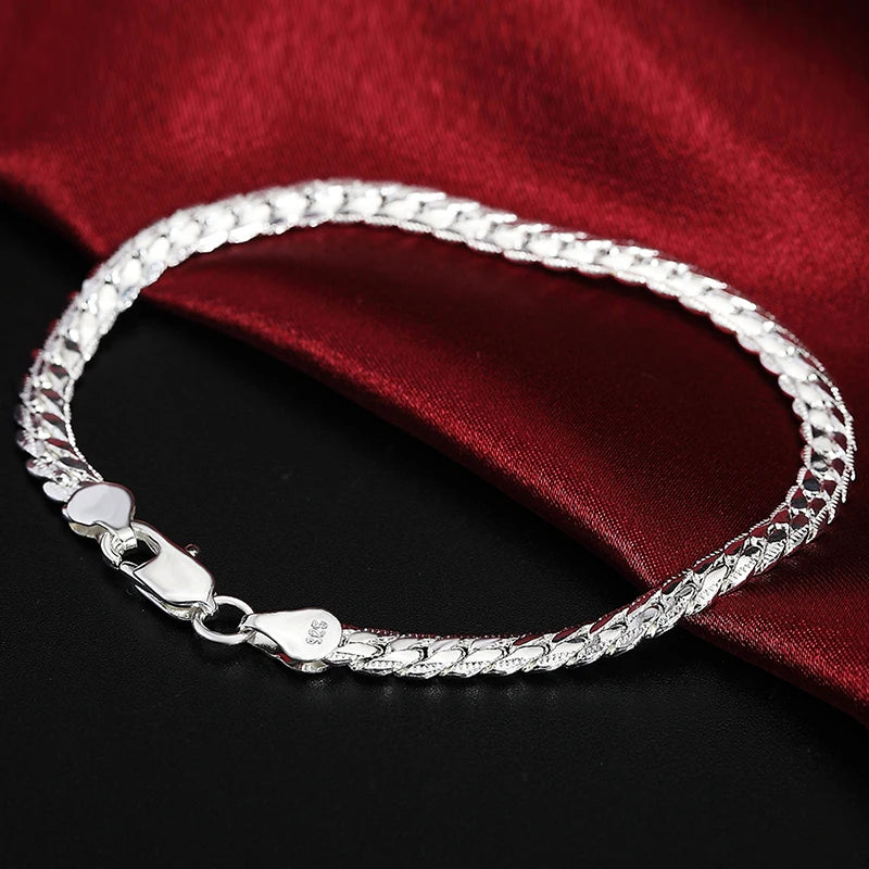 6 mm Sideway chain in 925 silver or 18K gold finish