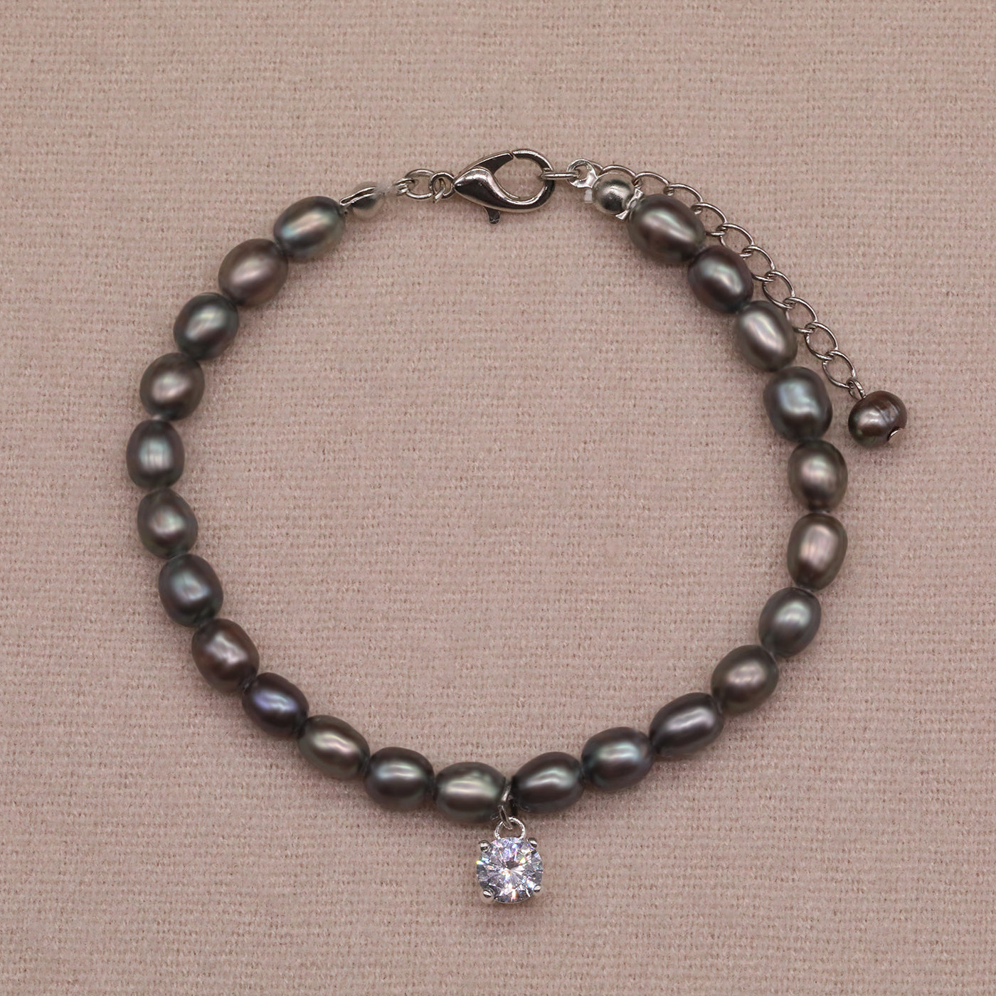 Exquisite Fresh Water Pearl with Zircon Necklace Earrings Bracelet Anklet Four piece Set  ideal for Christmas, Valentine's Day and Thanksgiving gifts, suitable for everyday, wedding and birthday[NK-XL2501-silver-01]
