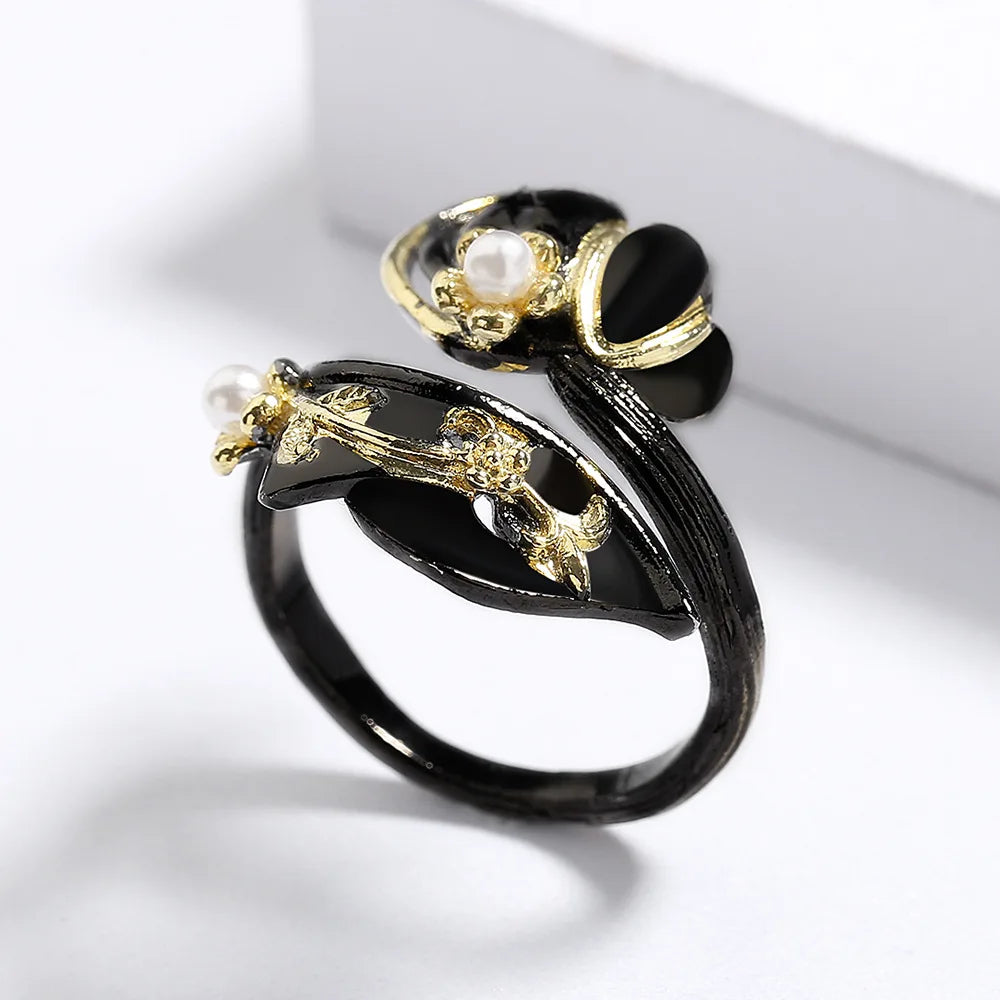 Nightfall Jewelry Collection - Leaf Flower Shape Women's Ring