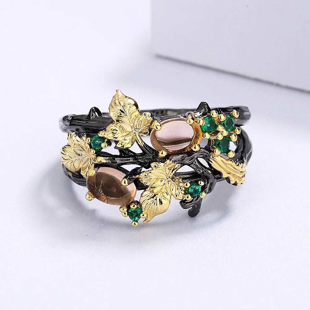 Nightfall Jewell Collection - Leaf Flower Shape Women's Ring