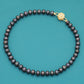 10mm Black Freshwater Pearl Necklace 100% handmade 17.7inch long Freshwater Pearl necklace with gold flower buckle, suitable for everyday, wedding parties and festive wear【XL-2502Black-01G】