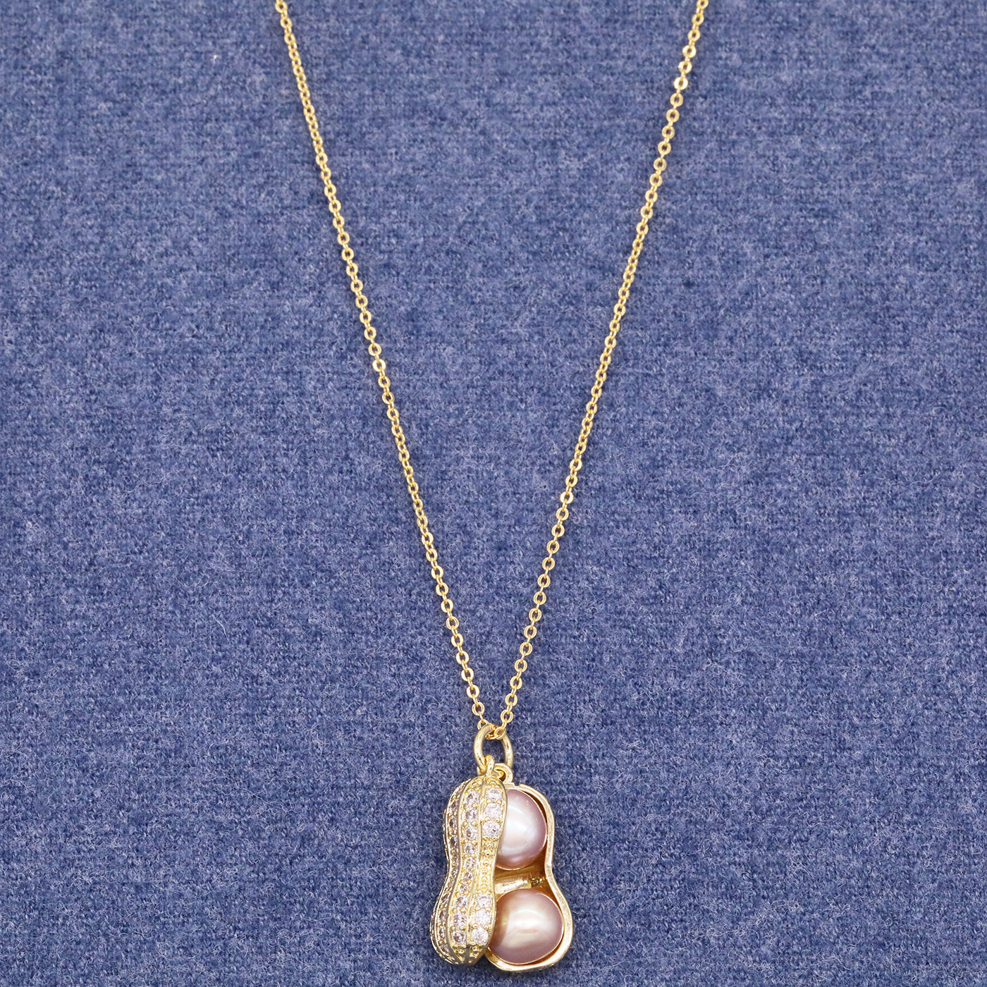 A luxury peanut Freshwater Pearl pendant necklace unique design good things happen pendant necklace, with exquisite gift box, suitable for everyday, weddings, festivals and parties to wear everything freshwater pearl pendant necklace[XL-2502Golden-04]