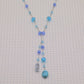 Bohemian Vintage Handcrafted Natural Stone and Crystal Bead Jewelry Set, Unique Boho Stone Necklace and Earrings, Unplated, Daily Wear & Gift, Suitable for All Seasons【NK-XL2501Blue-01】