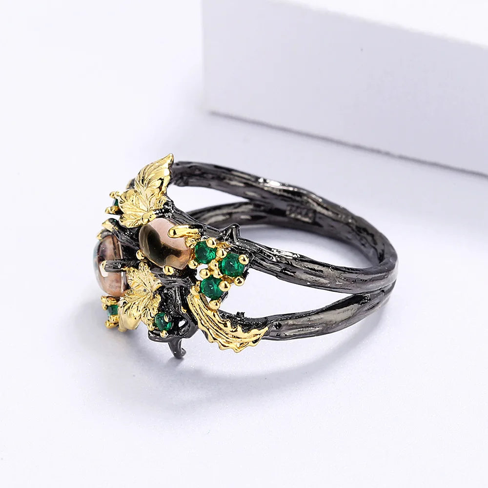 Nightfall Jewell Collection - Leaf Flower Shape Women's Ring