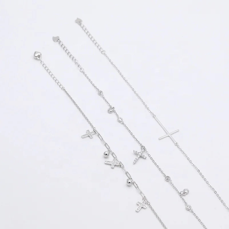 Sideways Sterling silver cross bracelet-warranteed