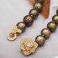 Elegant 10-11mm brown Freshwater Pearl Necklace Handmade 17.7inch long Freshwater Pearl necklace with flower buckle Elegant Christmas, Valentine's Day gift, suitable for everyday, party wear for men and women [XL-2412golden-02]