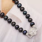 10mm Natural Black Freshwater Pearl necklace Creative Simple 17.7inch long freshwater pearl necklace for everyday wear and special occasions, including gift boxes【XL-2502Black-02S】