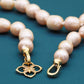 A beautiful 100% handmade, freshwater pearl necklace with golden flower buckle, 10mm, perfect for bridal jewelry, Mother's Day, birthday gifts, parties, giving the perfect ideal gift choice