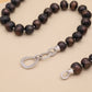 Exquisite 100% handmade Fresh Water Pearl Necklace 8-9mm black brown fresh water pearl with delicate buttons, unique Valentine's Day gift, with gift box, suitable for everyday, party fresh water pearl necklace for men and women[XL-2501Golden-03]
