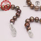 Luxurious 19.7inch long brown colored natural Freshwater Pearl with silver plated diamond button 100% handmade stylish 9mm natural freshwater pearl necklace with gift box perfect for everyday, wedding, birthday parties and anniversaries
