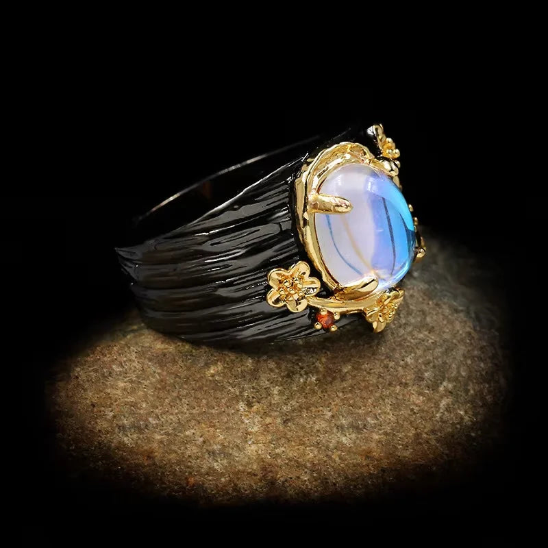 Nightfall Jewell Ring – Black & Gold Statement Ring