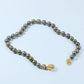 Authentic 10-11mm Brown Freshwater Pearl necklace 100% handmade 17.7inch long round freshwater Pearl necklace with diamond set gold flower buckle Valentine's Day gift【XL-2412golden-02】